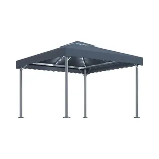 VidaXL Pavillon Mit Led-Lichterkette 300x300 Cm Anthrazit Aluminium