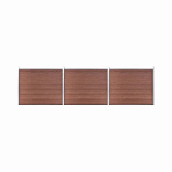 VidaXL Zaunelement Set Mit Pfosten Sichtschutz Windschutz Zaun Gartenzaun Lamellenzaun Sichtschutzzaun Windschutzzaun Wpc 526x146cm Braun thumbnail