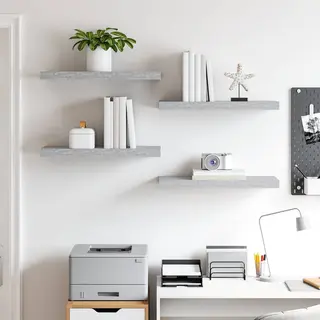 VidaXL Schweberegale 4 Stk. Betongrau 60x23, 5x3, 8 Cm Mdf