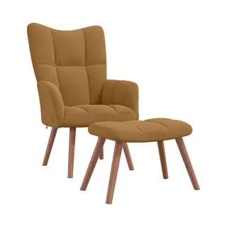 VidaXL Relaxsessel Mit Hocker Braun Samt