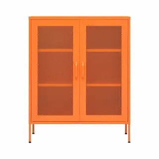 VidaXL Steel Storage Cabinet, Industrial Design, Adjustable Height & Shelves, 80x35x101.5 Cm, Orange, 90kg Load Capacity