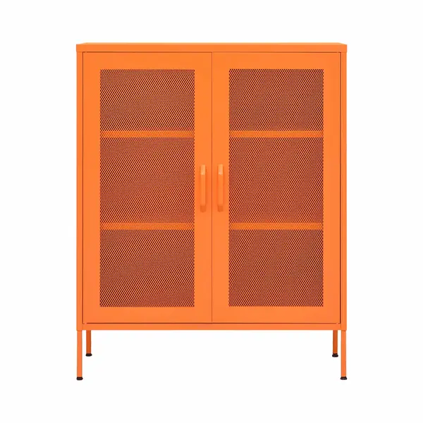 VidaXL Steel Storage Cabinet, Industrial Design, Adjustable Height & Shelves, 80x35x101.5 Cm, Orange, 90kg Load Capacity thumbnail