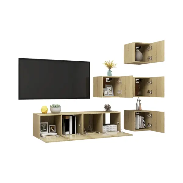 VidaXL 6-tlg. Tv-Schrank-Set Sonoma-Eiche Holzwerkstoff thumbnail