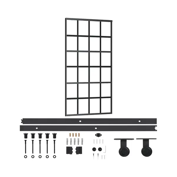 VidaXL Schuifdeur Met Beslag 102x205 Cm Aluminium En Esg-glas thumbnail