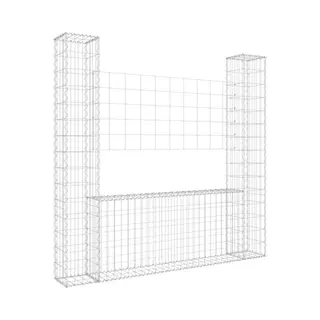 VidaXL Gabionenkorb U-Form Mit 2 Säulen Eisen 140x20x150 Cm