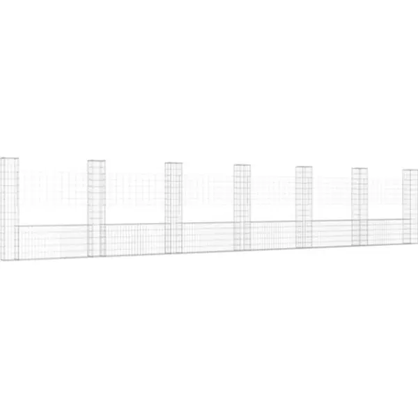 Vidaxl - Gabionenkorb U-form Mit 7 Säulen Eisen 740x20x150 Cm thumbnail
