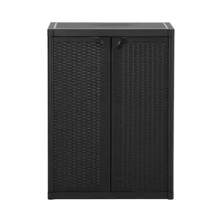 VidaXL Garten-Geräteschrank, Gartenschrank Schwarz 65x45x88 Cm Pp Rattan-Optik