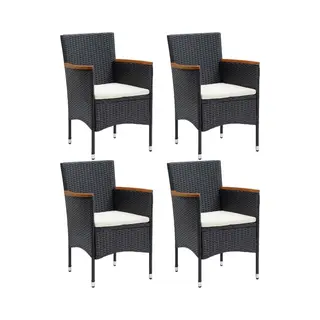 VidaXL 5-tlg. Garten-Essgruppe Mit Kissen Poly Rattan Schwarz