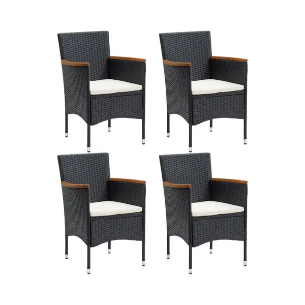 VidaXL 5-tlg. Garten-Essgruppe Mit Kissen Poly Rattan Schwarz thumbnail