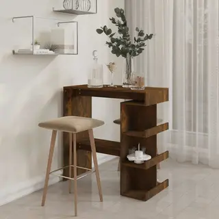 Bartisch Mit Regal Räuchereiche 100x50x101, 5 Cm Holzwerkstoff Vidaxl
