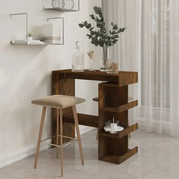Bartisch Mit Regal Räuchereiche 100x50x101, 5 Cm Holzwerkstoff Vidaxl thumbnail