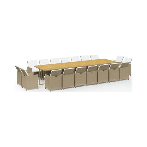 VidaXL - 19-delige - Tuinset - Met - Kussens - Poly - Rattan - Beige thumbnail