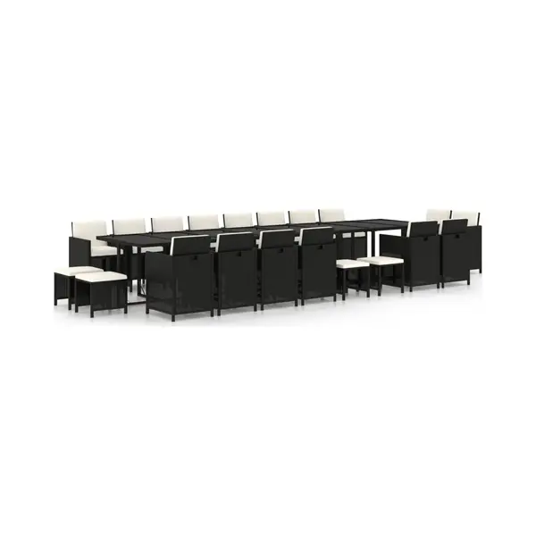 VidaXL 21-delige Tuinset Met Kussens Poly Rattan Zwart thumbnail