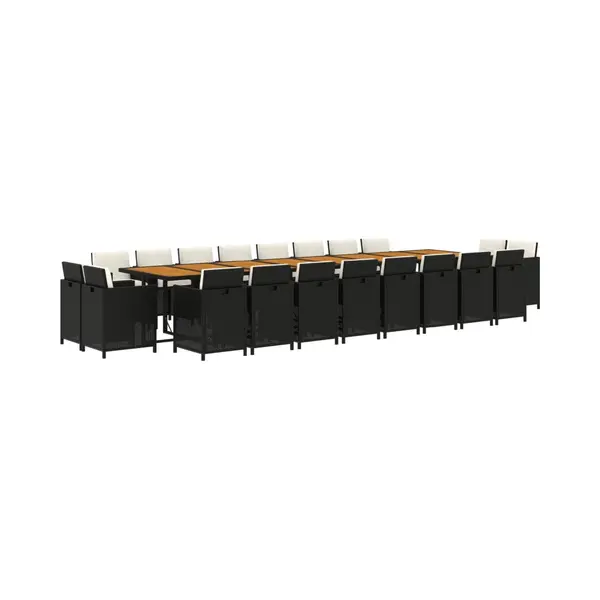 VidaXL - 21-delige - Tuinset - Met - Kussens - Poly - Rattan - Zwart thumbnail
