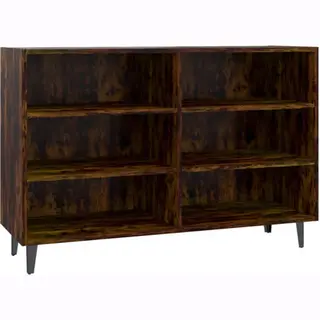 VidaXL Sideboard Smoked Oak Engineered Wood Standing Shelf Storage Cabinet - 6 Shelf - Industrial - Living Room/Bedroom/Office Furniture - 103.5x35x70