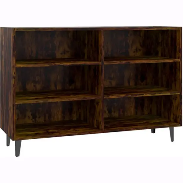 VidaXL Sideboard Smoked Oak Engineered Wood Standing Shelf Storage Cabinet - 6 Shelf - Industrial - Living Room/Bedroom/Office Furniture - 103.5x35x70 thumbnail