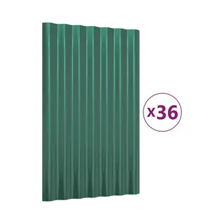 VidaXL Dachpaneele 36 Stk. Verzinkter Stahl Grün 60x36 Cm