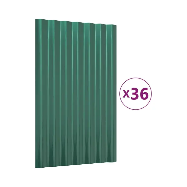 VidaXL Dachpaneele 36 Stk. Verzinkter Stahl Grün 60x36 Cm thumbnail