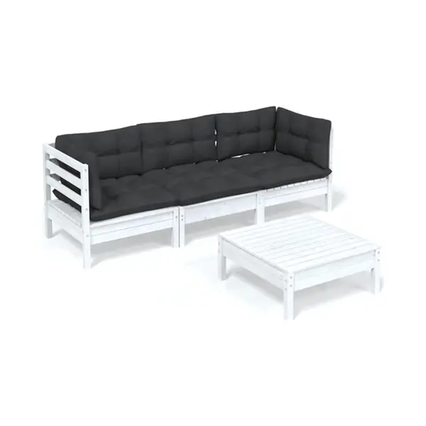 VidaXL 4-delige Loungeset Met Antracietkleurige Kussens Grenenhout thumbnail