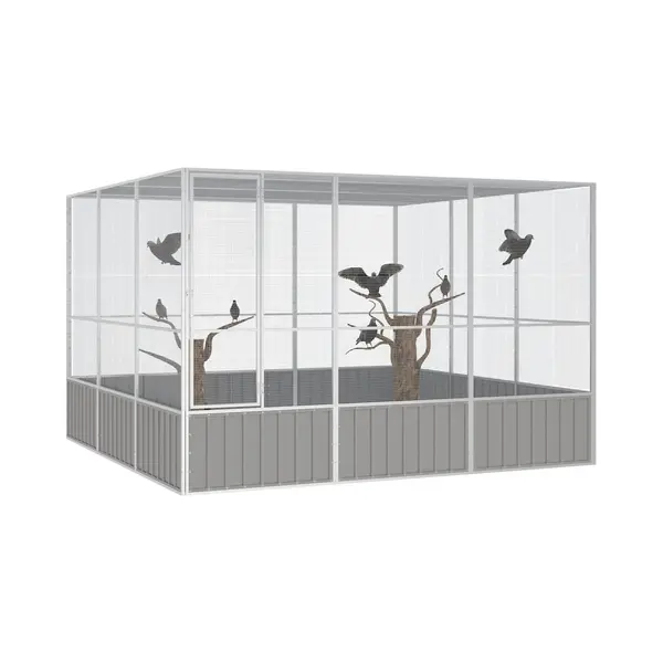 VidaXL Vogelkooi 302, 5x324, 5x211, 5 Cm Gegalvaniseerd Staal Grijs thumbnail