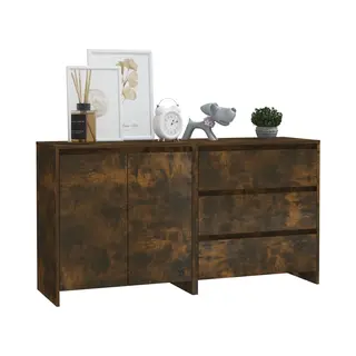 2-tlg. Sideboard Räuchereiche Holzwerkstoff - Vidaxl