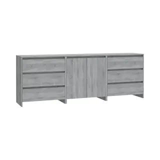 VidaXL 3-tlg. Sideboard Grau Sonoma Holzwerkstoff