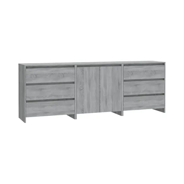 VidaXL 3-tlg. Sideboard Grau Sonoma Holzwerkstoff thumbnail