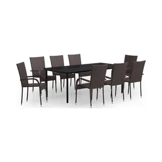 VidaXL 9-tlg. Garten-Essgruppe Braun Und Schwarz