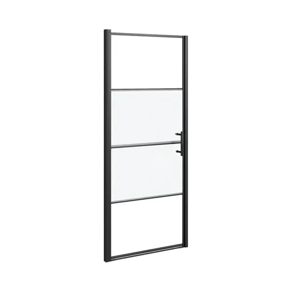VidaXL Duschtür 91x195 Cm Halbmatt Hartglas Schwarz thumbnail