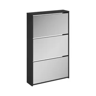 VidaXL Schuhschrank Mit Spiegel 3-lagig Schwarz 63x17x102, 5 Cm