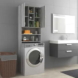 Waschmaschinenschrank Grau Sonoma 64x25, 5x190 Cm - Vidaxl