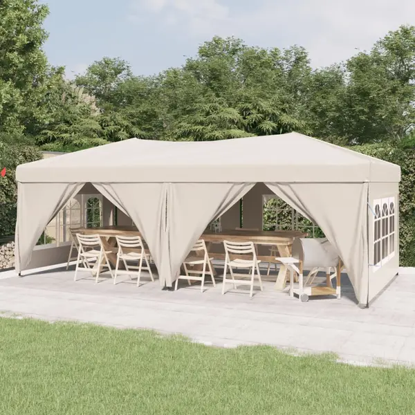 Partyzelt Faltbar Mit Seitenwänden Creme 3x6 M - Vidaxl thumbnail