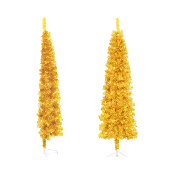 Künstlicher Halb-weihnachtsbaum Mit Ständer Schlank Gold 240 Cm Vidaxl thumbnail
