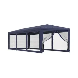 Partyzelt Mit 8 Mesh-seitenwänden Blau 3x9 M Hdpe Vidaxl