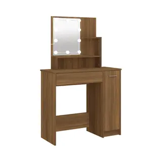 Schminktisch Mit Led Braun Eichen-optik 86, 5x35x136 Cm - Vidaxl