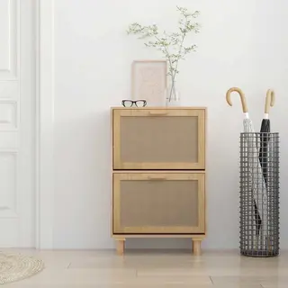 VidaXL Schuhschrank Braun 52x25x80 Cm Holzwerkstoff & Rattan Natur
