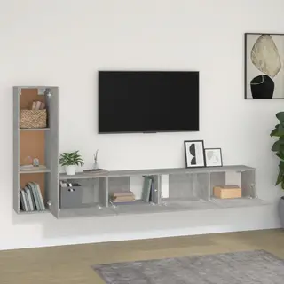 3-tlg. Tv-schrank-set Betongrau Holzwerkstoff - Vidaxl