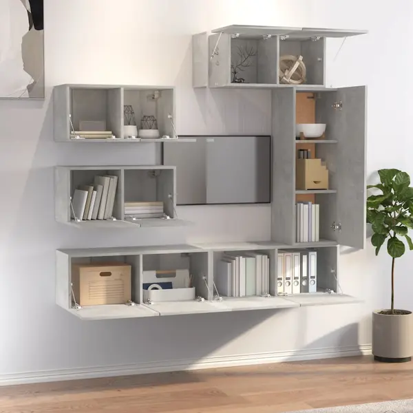 Vidaxl 6-tlg. Tv-schrank-set Betongrau Holzwerkstoff thumbnail