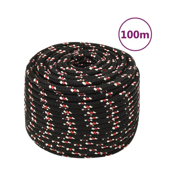 VidaXL Bootsseil Schwarz 14 Mm 100 M Polypropylen thumbnail