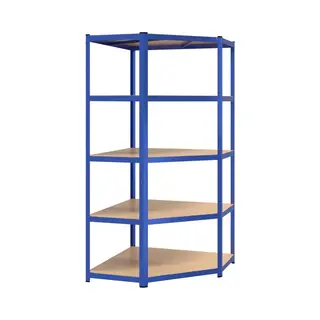 Eckregal Mit 5 Böden Blau Stahl & Holzwerkstoff - Vidaxl