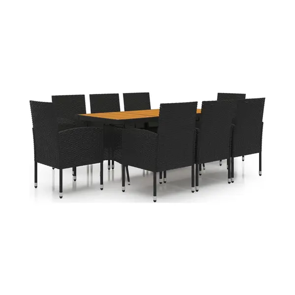 9-tlg. Garten-essgruppe Poly Rattan Schwarz Vidaxl thumbnail
