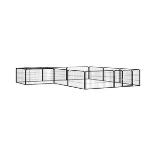 12-tlg. Hundelaufstall Schwarz 100x50cm Stahl Pulverbeschichtet - Vidaxl