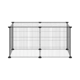 VidaXL - Huisdierenkooi - Met - 8 - Panelen - 35x35 - Cm - Staal - Zwart