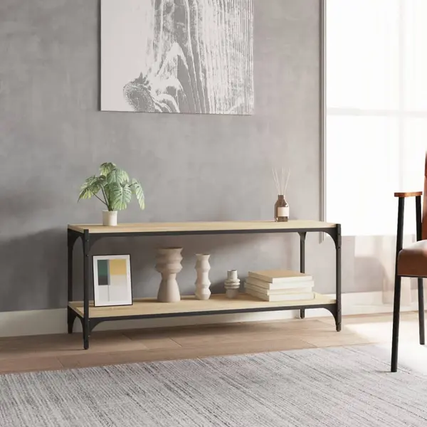 VidaXL Tv-Schrank Sonoma-Eiche 100x33x41 Cm Holzwerkstoff Und Stahl thumbnail