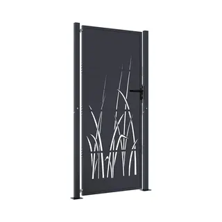 VidaXL Gartentor, Gartentür Mit Gras-Design, Abschließbar Hoftor Eingangstor Für Garten Terrasse, Tor Zauntor Gartenpforte, Anthrazit 100x175 Cm