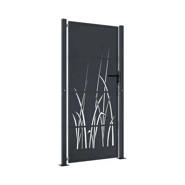 VidaXL Gartentor, Gartentür Mit Gras-Design, Abschließbar Hoftor Eingangstor Für Garten Terrasse, Tor Zauntor Gartenpforte, Anthrazit 100x175 Cm thumbnail