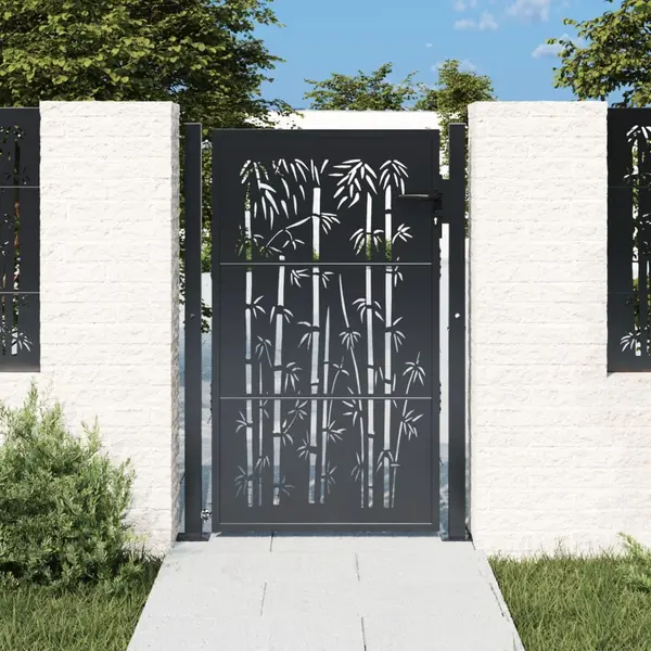 Gartentor Anthrazit 105x155 Cm Stahl Bambus-design - Vidaxl thumbnail
