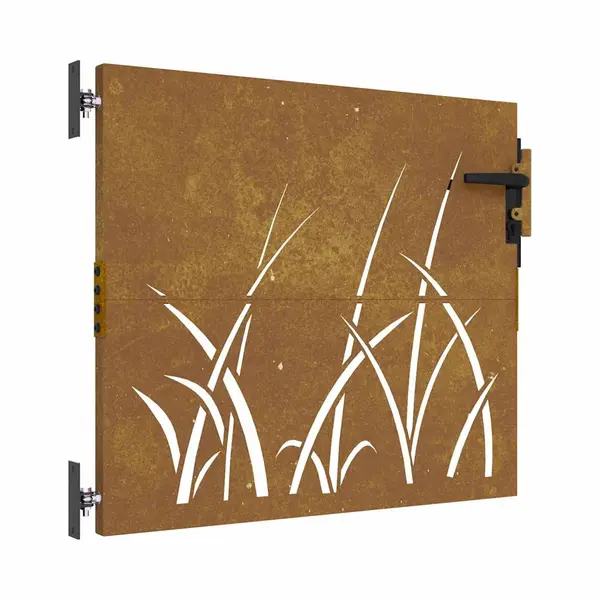 Garden Gate 85x75 Cm Corten Steel Grass Design Vidaxl thumbnail