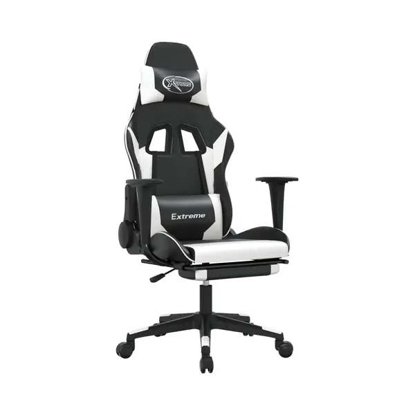Gaming-stuhl Mit Fußstütze Schwarz Und Weiß Kunstleder Vidaxl623468 thumbnail
