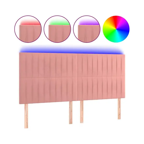 Led Kopfteil Rosa 180x5x118/128 Cm Samt Vidaxl70127 thumbnail